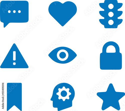 Solid Blue User Interface Icon Set - Web and App Symbols