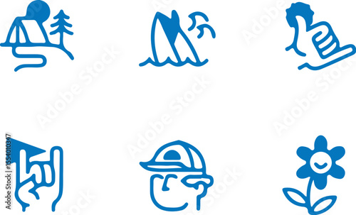 Cool Vibe Lifestyle Icons - Camping, Surfing, Youth Culture