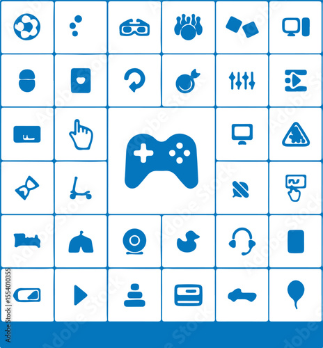 Blue Gaming and Entertainment Glyph Icon Set with Gamepad