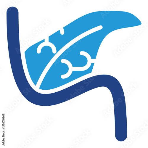 Liver or pancreas organ icon for medical health, or educational materials, organic leaf shape can represent herbal medicines, natural remedies, or health support supplements.
