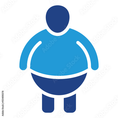Icon human figure with specific overweight or obesity conditions important in the context of health, nutrition and fitness.
