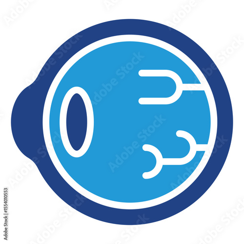 The icon of a human eyeball, serves to communicate information related to vision and eye health.
