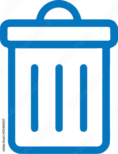 Simple blue trash can icon for digital interfaces and applications