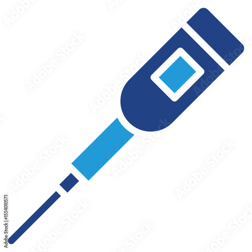 Modern digital thermometer icon measuring body temperature, fever, or temperature measuring device communicates health-related information.