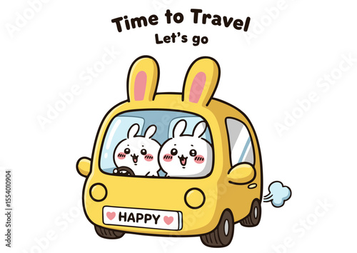 Adorable Bunnies on a Happy Road Trip Time to Travel!