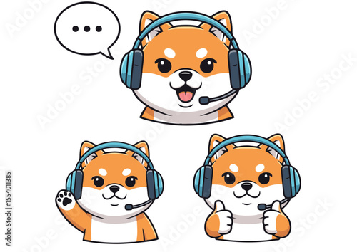 Adorable Shiba Inu Gamer Mascot Three Cute Expressions for Your Project