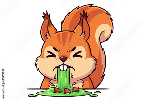 Sick Squirrel Cartoon Illustration Funny Animal Character Design