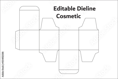 easily editable, cosmetic box dieline template,  vector, beauty , line