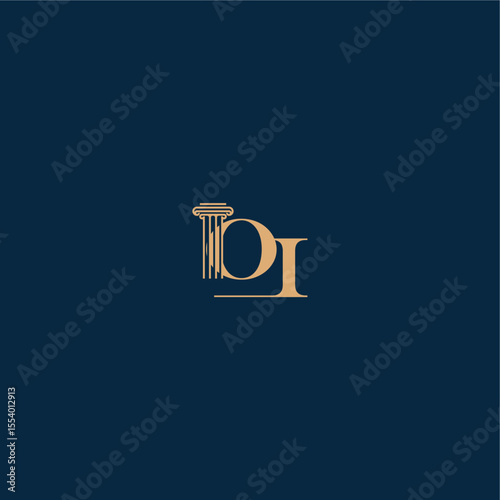 with monogram and pillar concept of elegant attorney design OI classy law logo letter
