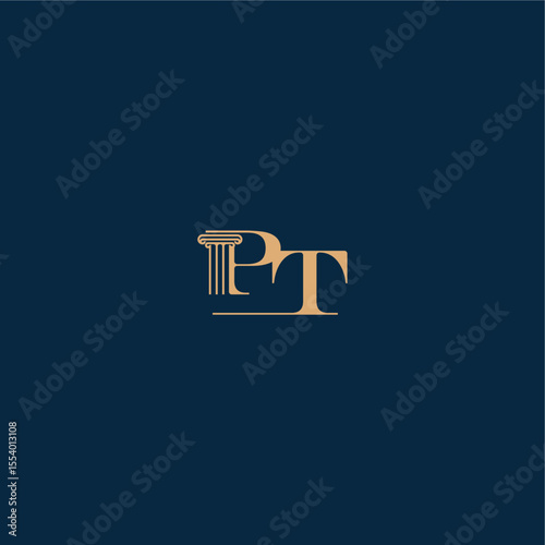 with monogram and pillar concept of elegant attorney design PT classy law logo letter