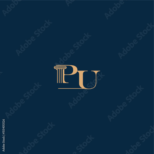 with monogram and pillar concept of elegant attorney design PU classy law logo letter