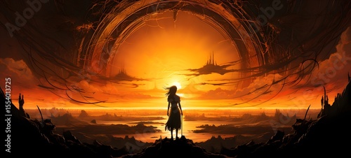 pop surreal unreal silhouettes spiral towards garuda, ai generatif