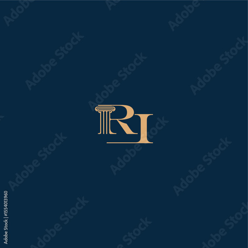 with monogram and pillar concept of elegant attorney design RI classy law logo letter