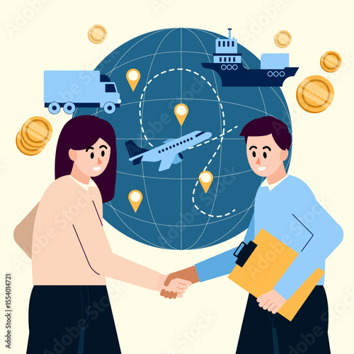 International trade and global business vector illustration