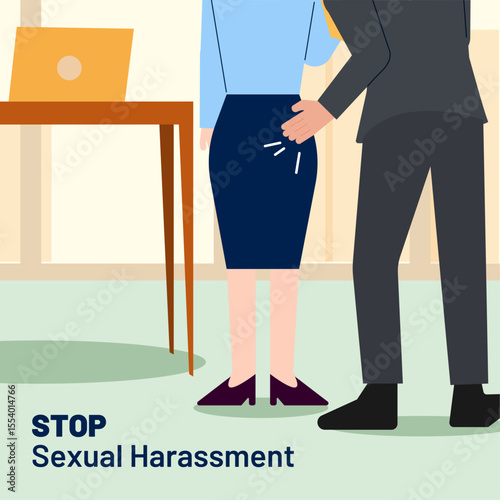 Stop workplace harassment and bullying awareness poster vector illustration