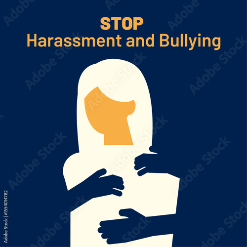 Workplace anti-bullying and harassment message with diverse characters vector