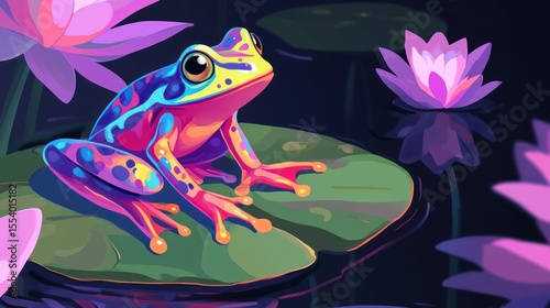 Vibrant Frog on Lily Pad