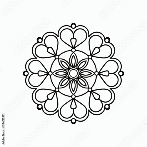 Black and White Mandala with Heart

