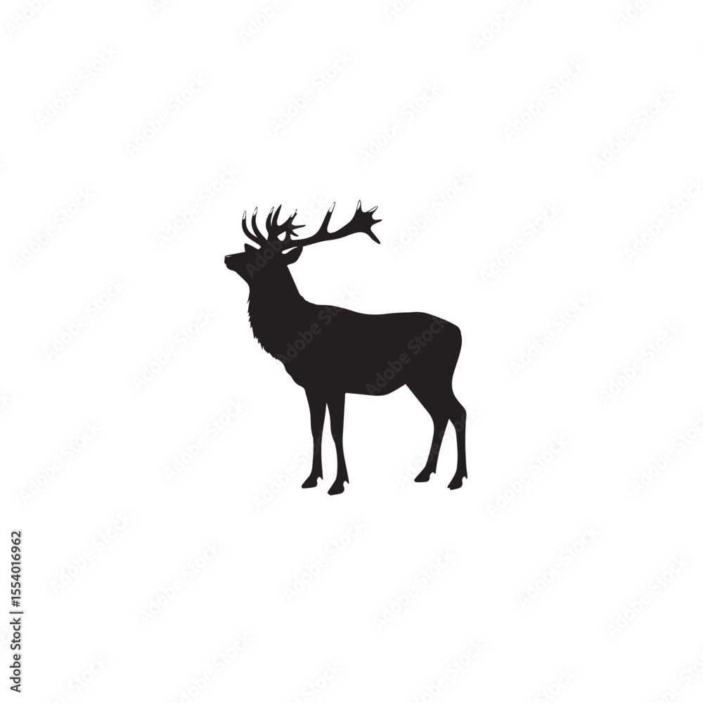 Fototapeta premium deer silhouette vector illustration, Deer silhouettes set vector illustration, black deer silhouette icon
