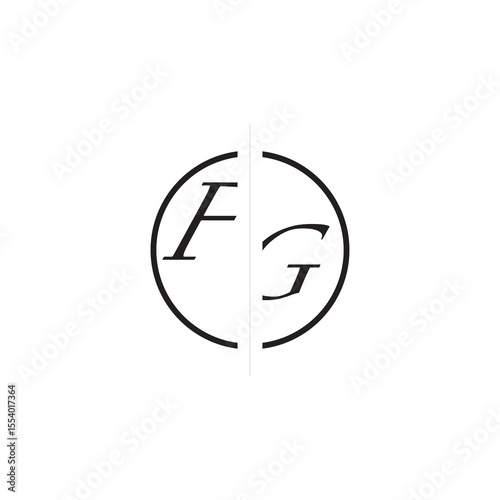 Initial Alphabet Design FG Monogram Simple Logo Unique Vector Circled Alphabet