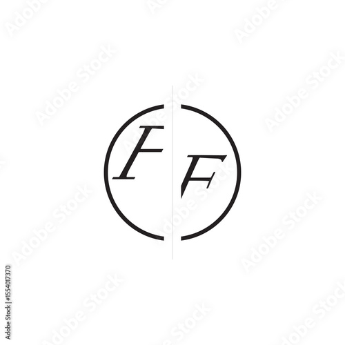 Initial Alphabet Design FF Monogram Simple Logo Unique Vector Circled Alphabet