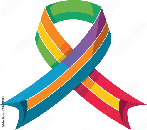 Colourful ribbon banner illustration for a charity event with white background.
