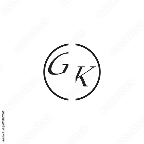 Initial Alphabet Design Unique Vector Circled Alphabet Monogram Simple Logo GK