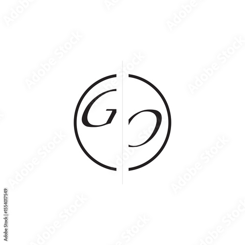 Initial Alphabet Design Unique Vector Circled Alphabet Monogram Simple Logo GO