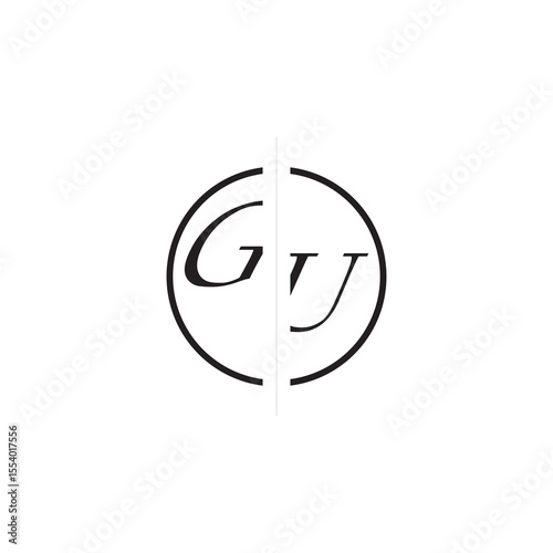 Initial Alphabet Design Unique Vector Circled Alphabet Monogram Simple Logo GU