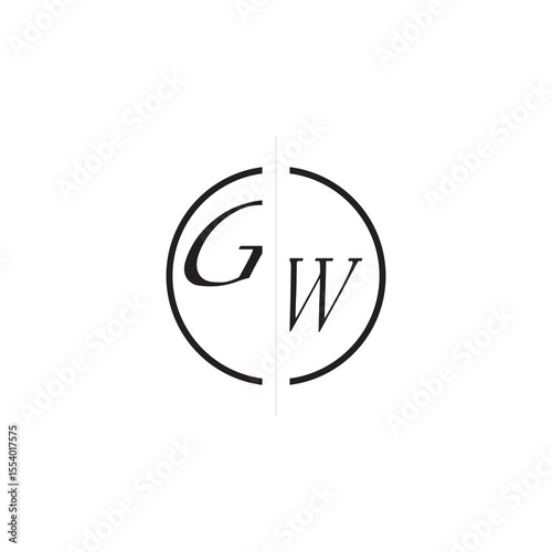 Initial Alphabet Design Unique Vector Circled Alphabet Monogram Simple Logo GW