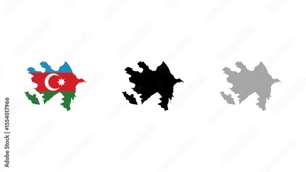 Fototapeta premium Azerbaijan Map Colorful, Black, and Gray Vector Illustrations