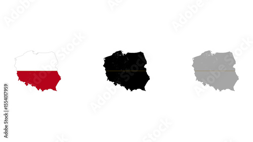 Poland Map Variations in Color and Style for Design Projects