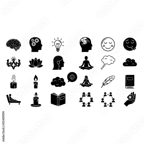Mental health wellness therapy mindfulness meditation brain health support and self care concept design vector