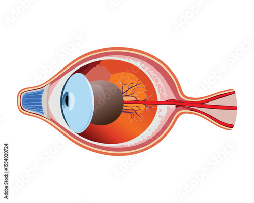 Anatomical Side View Human Eye Brown