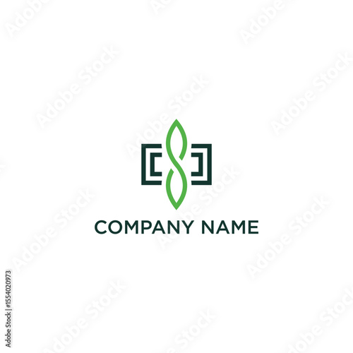 Initial letter CS with natural leaf green logo design
