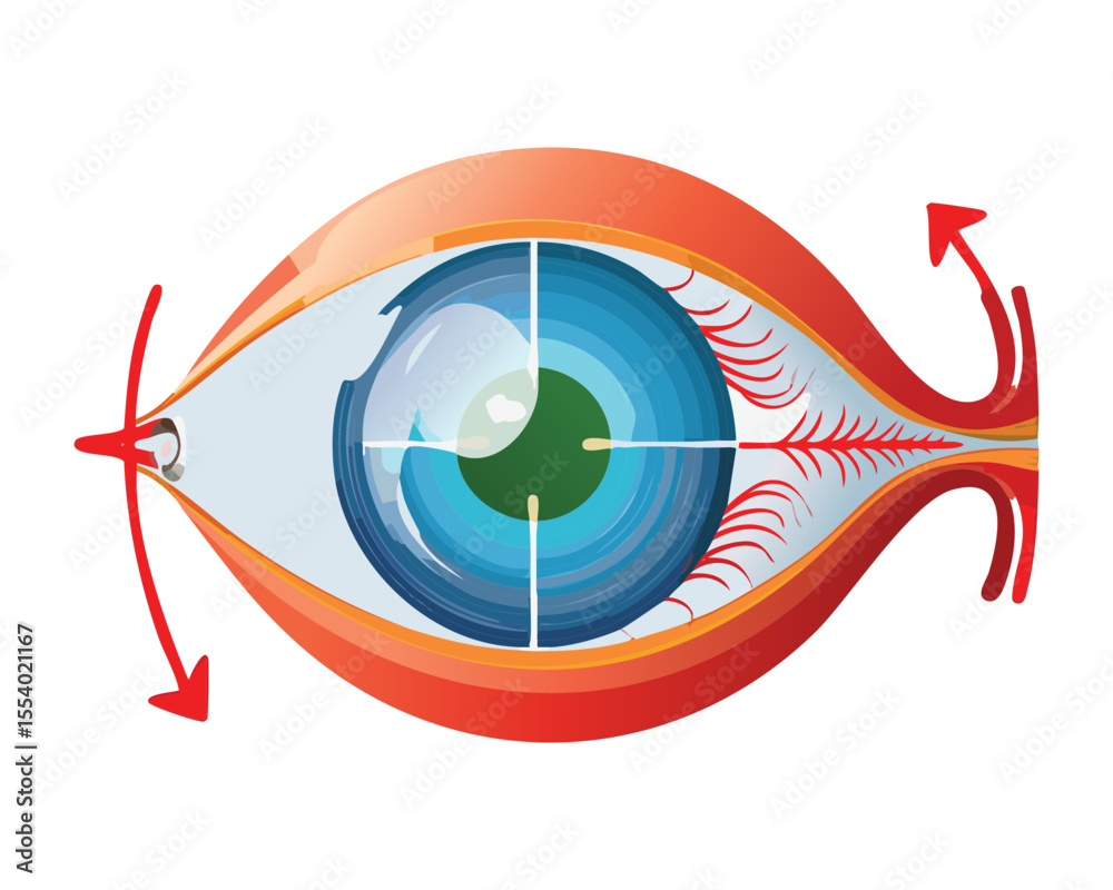 Fototapeta premium Eye with Crosshairs Indicating Vision Measurement Focus