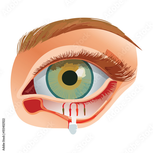 Green Eye with Slight Redness and Tear Production