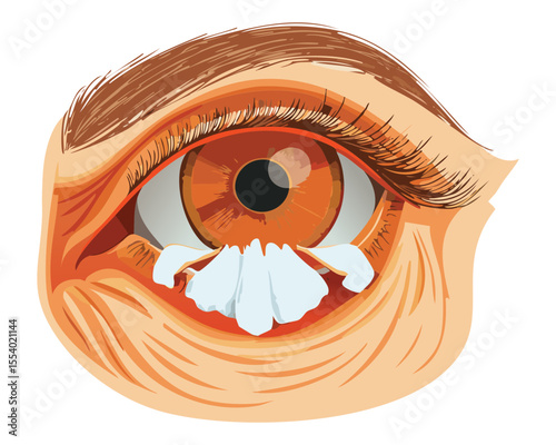 Brown Eye with Profuse Tears and Emotional Distress