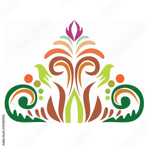 Colorful Ornamental Floral Vector Design with Abstract Patterns.