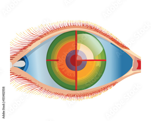 Eye with Red Crosshairs Targeting Vision Issue