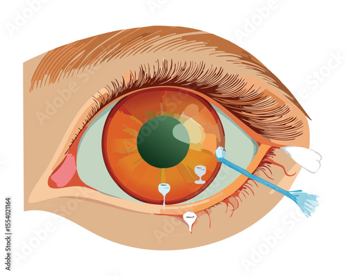 Human Eye Shedding Tears or Liquid Droplets