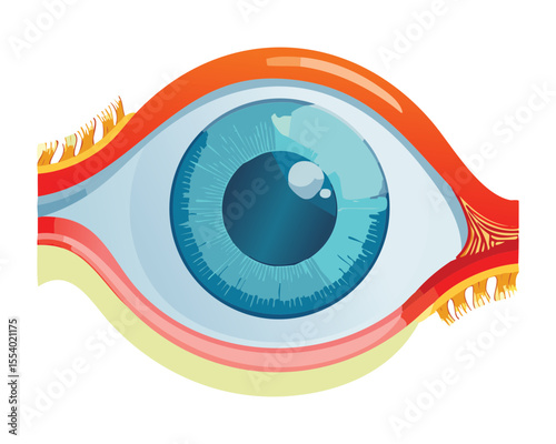 Detailed Human Eye Anatomy with Blue Iris Illustration