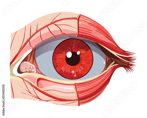 Human Eye with Prominent Red Vessels