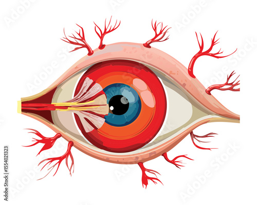 Human Eye with Red Blood Vessels
