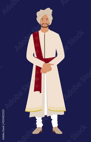 Male character in Indian ethnic outfit flat design