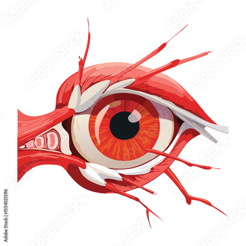 Detailed Human Eye Muscles and Vessels