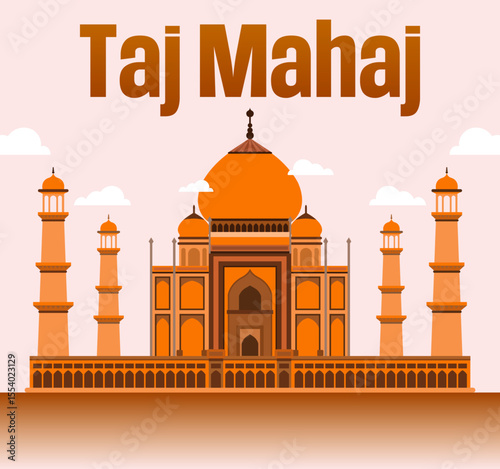 Stylized Taj Mahal vector illustration iconic landmark