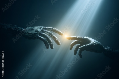 Robotic Interaction Humanity Meets Technology Studio Setting Digital Art Futuristic Concept