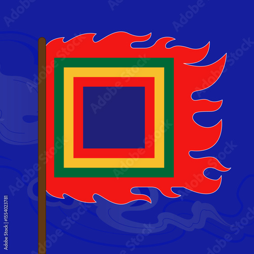 Vietnam festival flags traditional cultural symbol vector illustration