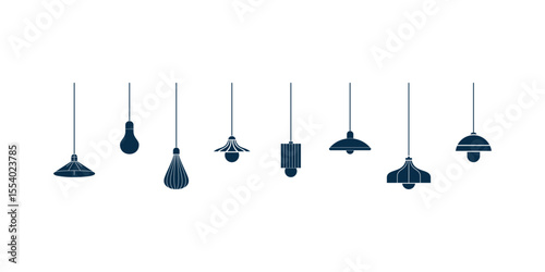 Inspired hanging lights vector. A flat vector illustration of pendant lights, great for cafe branding, interiors, and architecture visuals.
